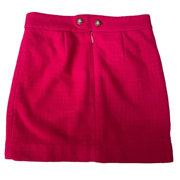 Juicy Couture Hot Pink Wool Tweed 2009 Mini Skirt Size: 0 Pockets Metal Buttons - Picture 5 of 8